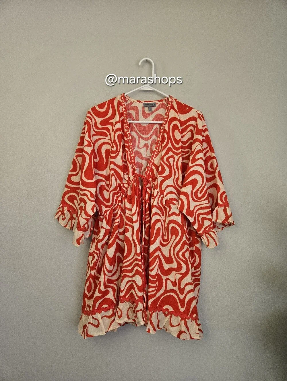 Conditions Apply Tie Front Cotton Linen Shawl Jacket